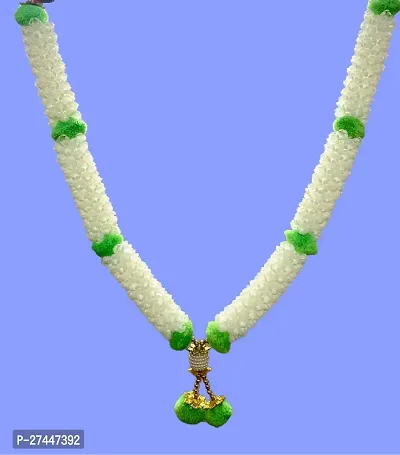 Handmade Artificial White and Green Colour 18 inch Rose Jasmine Mala (Pack of 01)