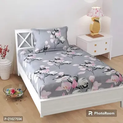 Comfortable Cotton Printed Single Bedsheet with One Pillow Covers-thumb0