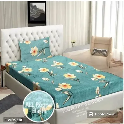 Comfortable Cotton Printed Single Bedsheet with One Pillow Covers