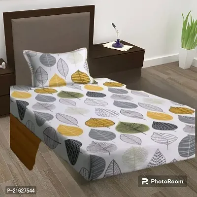 Comfortable Cotton Printed Single Bedsheet with One Pillow Covers