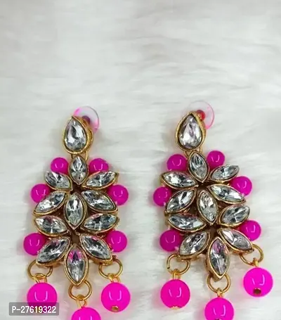 Beautiful Pink Alloy Earrings For Women-thumb0