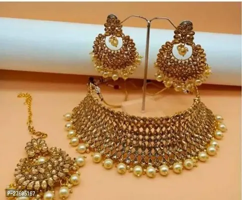 Stylish Golden Alloy Pearl Jewellery Set For Women-thumb0