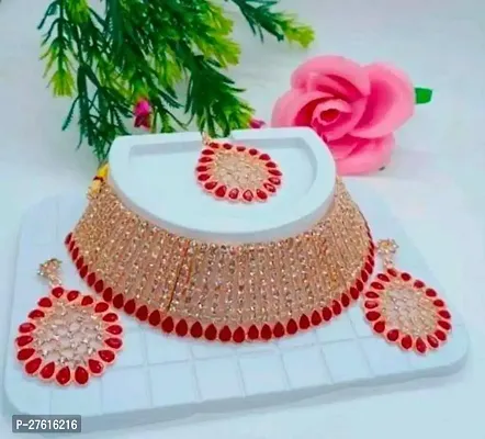Stylish Red Alloy Jewellery Set For Women