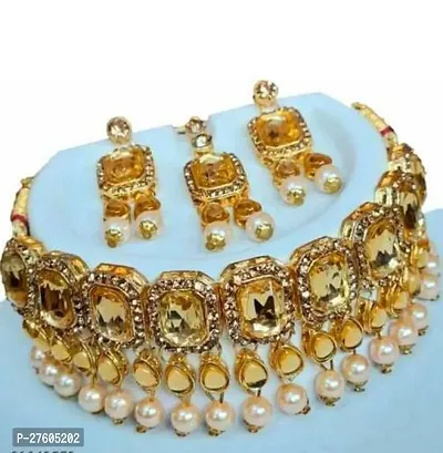 Stylish Golden Alloy Pearl Jewellery Set For Women-thumb0