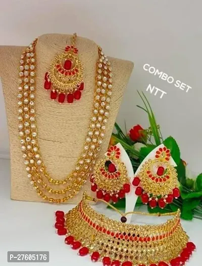 Stylish Golden Alloy Pearl Jewellery Set For Women-thumb0