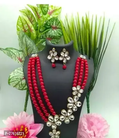 Stylish Maroon Alloy Jewellery Set For Women