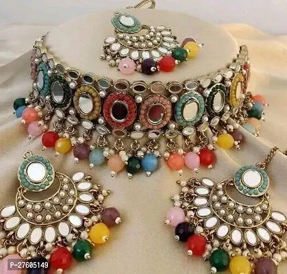 Stylish Multicoloured Alloy Pearl Jewellery Set For Women-thumb0