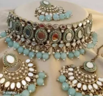 Stylish Turquoise Alloy Pearl Jewellery Set For Women