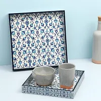 DULI Enamel Coated Multipurpose Tray in MDF | Serving Tray for Home  Dining Table | Multipurpose Tray | Water  Heat Resistant Durable (12x12Tray: BlueMoroccon)-thumb3