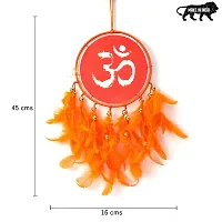 DULI Dream Catcher Handmade OM Wall Hanging OM Canvas Dreamcatcher for Bedrooms Office Balcony Outdoors Garden Car Hanging, 49cm, Dreamkacher (Canvas OM MediumDC-Orange)-thumb4