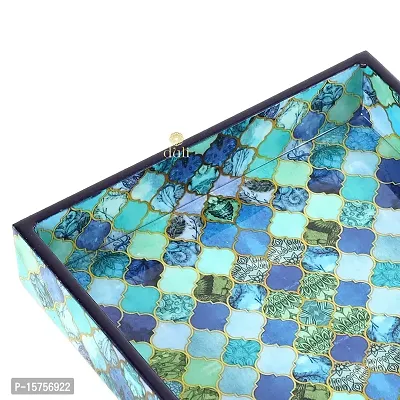 DULI Enamel Coated Multipurpose Tray in MDF | Serving Tray for Home  Dining Table | Multipurpose Tray | Water  Heat Resistant Durable (8x8Tray: BlueDrops)-thumb4