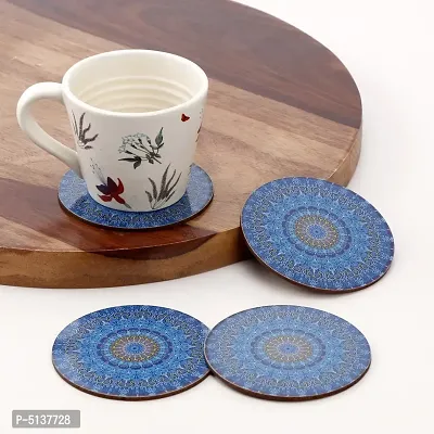 DULI Printed MDF Wooden Coasters for Tea Coffee and Dining Table (set of 4)