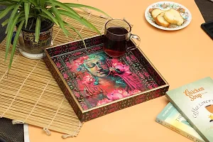 DULI Enamel Coated Multipurpose Tray in MDF | Serving Tray for Home  Dining Table | Multipurpose Tray | Water  Heat Resistant Durable (Buddha)-thumb1