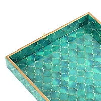 DULI Enamel Coated Multipurpose Tray in MDF | Serving Tray for Home  Dining Table | Multipurpose Tray | Water  Heat Resistant Durable (TealDrops)-thumb3