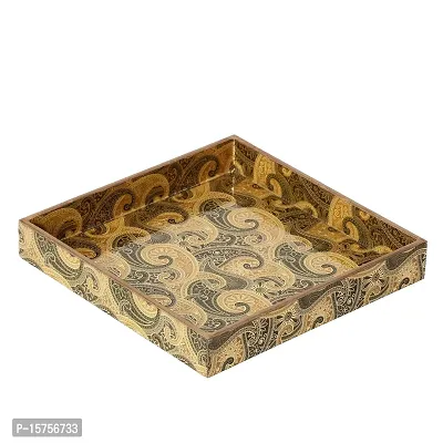 DULI Enamel Coated Multipurpose Tray in MDF | Serving Tray for Home  Dining Table | Multipurpose Tray | Water  Heat Resistant Durable (Paisley (10x10))-thumb4