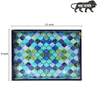 DULI Enamel Coated Multipurpose Tray in MDF | Serving Tray for Home  Dining Table | Multipurpose Tray | Water  Heat Resistant Durable (BlueDrops 11x9)-thumb3