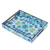 DULI Enamel Coated Multipurpose Tray in MDF | Serving Tray for Home  Dining Table | Multipurpose Tray | Water  Heat Resistant Durable (BlueDrops 11x9)-thumb1