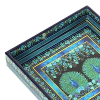 DULI Enamel Coated Multipurpose Tray in MDF | Serving Tray for Home  Dining Table | Multipurpose Tray | Water  Heat Resistant Durable (8x8Tray: 2Peacocks)-thumb3