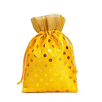 Meher Collection Women?s Ethnic Rajasthani Polka Dots Potli Bag for Return Gifts Wedding Gift for mom Potli Purse Gift Bags ?Yellow Polka (Pack of 6) 500 gms Medium (18cmx23cm)-thumb1