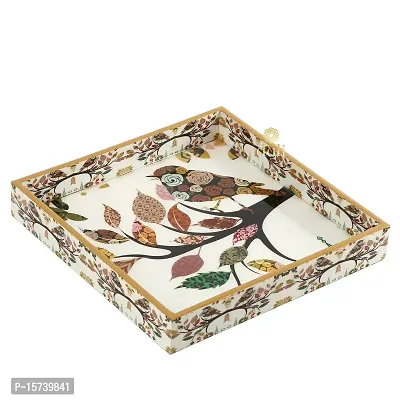 DULI Enamel Coated Multipurpose Tray in MDF | Serving Tray for Home  Dining Table | Multipurpose Tray | Water  Heat Resistant Durable (Birds)-thumb2