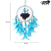 DULI Dream Catcher Handmade Canvas Dreamcatcher for Bedrooms Office Balcony Outdoors Garden Car Hanging, 49cm, Dreamkacher (CanvasDCPastelBlue: Blue-BlackShivJi)-thumb2