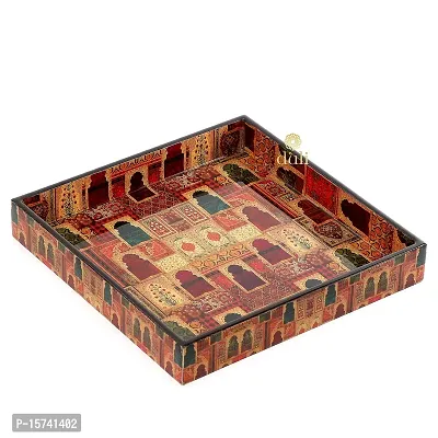 DULI Enamel Coated Multipurpose Tray in MDF | Serving Tray for Home  Dining Table | Multipurpose Tray | Water  Heat Resistant Durable (JharokhaSq)