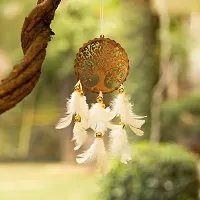 DULI Handmade Dreamcatcher Feather Car Hangings for Bedrooms,Outdoors or Wall Decor Ornament Car Hanging for Positive Energy and Protection (HangingTreeofLife-WhiteFeathers)-thumb1