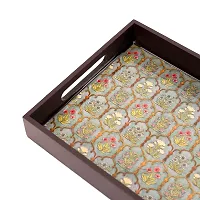 DULI Deco Painted Enamel Coated Multipurpose Tray in MDF | Serving Tray for Home  Dining Table | Multipurpose Tray | Water  Heat Resistant Durable (DECOTray-FloralJharokha(12x8))-thumb2