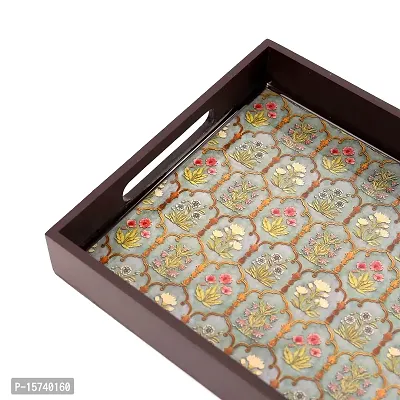 DULI Deco Painted Enamel Coated Multipurpose Tray in MDF | Serving Tray for Home  Dining Table | Multipurpose Tray | Water  Heat Resistant Durable (DECOTray-FloralJharokha(12x8))-thumb3