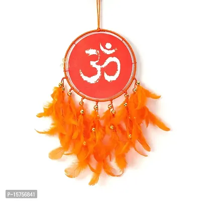 DULI Dream Catcher Handmade OM Wall Hanging OM Canvas Dreamcatcher for Bedrooms Office Balcony Outdoors Garden Car Hanging, 49cm, Dreamkacher (Canvas OM MediumDC-Orange)-thumb0