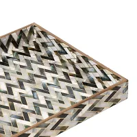 DULI Enamel Coated Multipurpose Tray in MDF | Serving Tray for Home  Dining Table | Multipurpose Tray | Water  Heat Resistant Durable (MOP Zigzag (10x10))-thumb2