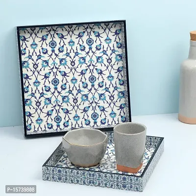 DULI Enamel Coated Multipurpose Tray in MDF | Serving Tray for Home  Dining Table | Multipurpose Tray | Water  Heat Resistant Durable (BlueMoroccan: Tray)-thumb4