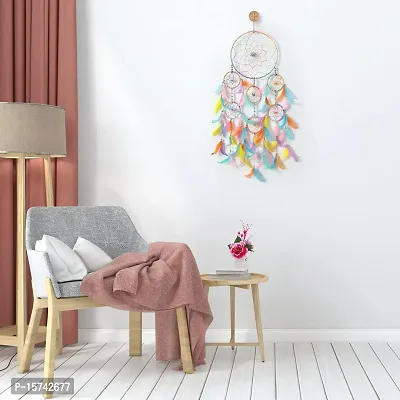 DULI Dreamcatcher Wall Hanging Dream Catcher Handmade Wall Art for Bedrooms, Office, Balcony, Outdoors, Garden, Home Wall, Car Hanging, Dreamcatcher (7 Ring Pastel Multi)-thumb2