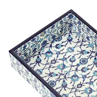 DULI Enamel Coated Multipurpose Tray in MDF | Serving Tray for Home  Dining Table | Multipurpose Tray | Water  Heat Resistant Durable (8x5Tray: BlueMoroccan)-thumb3