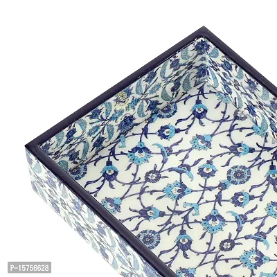 DULI Enamel Coated Multipurpose Tray in MDF | Serving Tray for Home  Dining Table | Multipurpose Tray | Water  Heat Resistant Durable (8x5Tray: BlueMoroccan)-thumb4