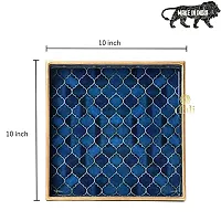 DULI Enamel Coated Multipurpose Tray in MDF | Serving Tray for Home  Dining Table | Multipurpose Tray | Water  Heat Resistant Durable (Navy-BlueDrops)-thumb3