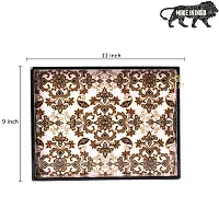 DULI Enamel Coated Multipurpose Tray in MDF | Serving Tray for Home  Dining Table | Multipurpose Tray | Water  Heat Resistant Durable (BrownFlowers)-thumb2