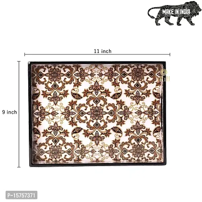 DULI Enamel Coated Multipurpose Tray in MDF | Serving Tray for Home  Dining Table | Multipurpose Tray | Water  Heat Resistant Durable (BrownFlowers)-thumb3