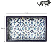 DULI Enamel Coated Multipurpose Tray in MDF | Serving Tray for Home  Dining Table | Multipurpose Tray | Water  Heat Resistant Durable (8x5Tray: BlueMoroccan)-thumb2