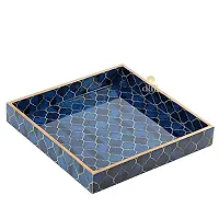 DULI Enamel Coated Multipurpose Tray in MDF | Serving Tray for Home  Dining Table | Multipurpose Tray | Water  Heat Resistant Durable (Navy-BlueDrops)-thumb1