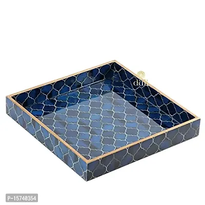 DULI Enamel Coated Multipurpose Tray in MDF | Serving Tray for Home  Dining Table | Multipurpose Tray | Water  Heat Resistant Durable (Navy-BlueDrops)-thumb2