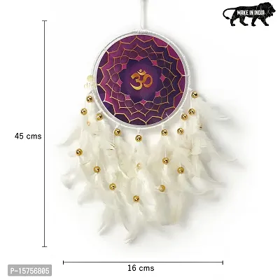 DULI Dream Catcher Handmade OM Wall Hanging OM Canvas Dreamcatcher for Bedrooms Office Balcony Outdoors Garden Car Hanging, 49cm, Dreamkacher (Canvas OM Purple MediumDC-White)-thumb5