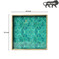 DULI Enamel Coated Multipurpose Tray in MDF | Serving Tray for Home  Dining Table | Multipurpose Tray | Water  Heat Resistant Durable (TealDrops)-thumb2