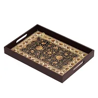 DULI Deco Painted Enamel Coated Multipurpose Tray in MDF | Serving Tray for Home  Dining Table | Multipurpose Tray | Water  Heat Resistant Durable (DECOTray-Jamawaar(14x10))-thumb4