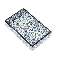 DULI Enamel Coated Multipurpose Tray in MDF | Serving Tray for Home  Dining Table | Multipurpose Tray | Water  Heat Resistant Durable (8x5Tray: BlueMoroccan)-thumb1