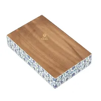 DULI Enamel Coated Multipurpose Tray in MDF | Serving Tray for Home  Dining Table | Multipurpose Tray | Water  Heat Resistant Durable (8x5Tray: BlueMoroccan)-thumb4