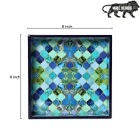 DULI Enamel Coated Multipurpose Tray in MDF | Serving Tray for Home  Dining Table | Multipurpose Tray | Water  Heat Resistant Durable (8x8Tray: BlueDrops)-thumb2