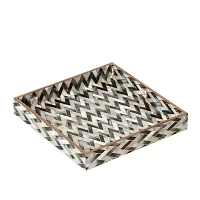 DULI Enamel Coated Multipurpose Tray in MDF | Serving Tray for Home  Dining Table | Multipurpose Tray | Water  Heat Resistant Durable (MOP Zigzag (10x10))-thumb3