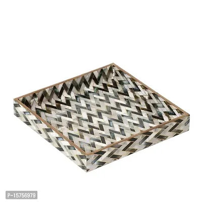 DULI Enamel Coated Multipurpose Tray in MDF | Serving Tray for Home  Dining Table | Multipurpose Tray | Water  Heat Resistant Durable (MOP Zigzag (10x10))-thumb4