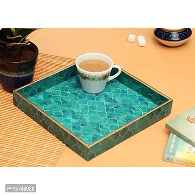 DULI Enamel Coated Multipurpose Tray in MDF | Serving Tray for Home  Dining Table | Multipurpose Tray | Water  Heat Resistant Durable (TealDrops)